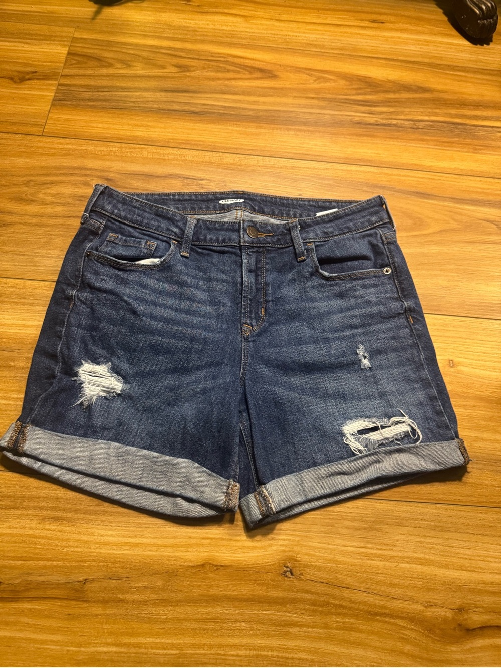 Old Navy Blue Distressed Rolled Hem Denim Shorts